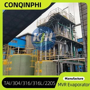 Industrial Wastewater Treatment Counterflow MVR Evaporator, High Salt Concentration, 1000L/h thumbnail-1