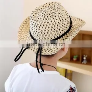 2015 New Outdoor Cheap Summer Fashion Straw Hat Children Hat Cowboy Hat Bulk Straw Cowboy Hats thumbnail-3