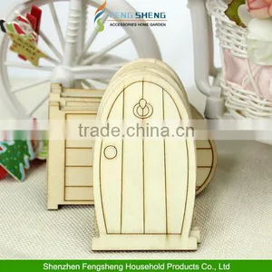 Unpainted Plaque Laser Cut Wooden Fairy Faerie Elf Doors Craft With Plaque Christmas Decorations thumbnail-1