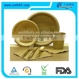 Gold Round Plate Rectangle Plate Cups Cutlery and Napkin Tableware Set thumbnail-1