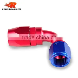 Aluminum Oil Cooler Fitting 90 Degree Resuable Hose End Fuel Line Hose End Fitting Adaptor Cutter Shape Blue and Red 40-090-10 thumbnail-6