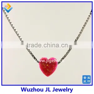 2015 New Product Synthetic Heart Opal Pendant With 925 Sterling Silver Chain Necklace thumbnail-2