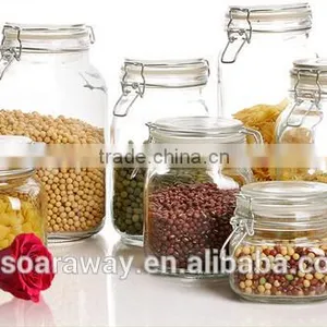 Cheap Wholesale Clear Elegant Glass Grains Container Food Storage Jar With Lid thumbnail-1