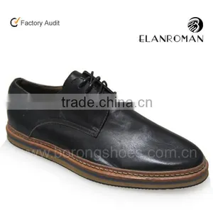 Black Fashion Lace up Leather Shoes for Men in Guangzhou Manufacturer thumbnail-1