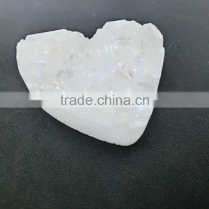 Natural Jewelry Accessory Agate White Druzy Heart Shape Pendant Loose Stone thumbnail-1