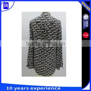 Silk Viscose Metallic Animal Jacquard Shirt Single Chest Pocket Stand Collar Long Sleeve Tabs Classic Fashion Casual Women Lady thumbnail-2
