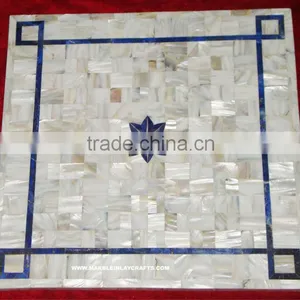 Sea Shell Mother Of Pearl Inlay Coffee Table Top Marble thumbnail-1