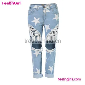 2016 Women Wide Hip Hop Stars New Fashion Jeans Pants thumbnail-3