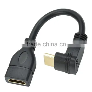CHEERLINK Right Angle HDMI 1.4 Male to Female Extension Cable - Black (15cm) thumbnail-1