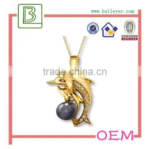 Statement Necklace Dolphins With Gloden thumbnail-1