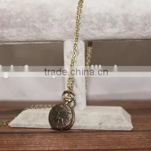 Deer Watch Necklace Old Simple Round Antique Bronze Round Pocket Watch Necklace Pendant Deer Watch Necklace thumbnail-2