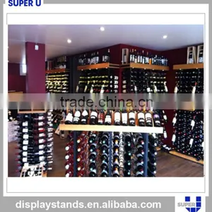Retail Shop Wood Wine Display Stand Store Gondola With Metal Wire Mesh thumbnail-6