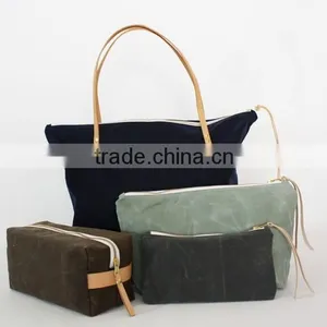 Personalized and High Quality Waxed Canvas Cosmetic Bag, Cosmetic Pouches , Cosmetic and Toiletry Storage Bags thumbnail-5