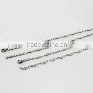2014 Fashion Leaf Chain Neckless and Brecelet Jewellery Set Stainless Steel Jewellery thumbnail-1