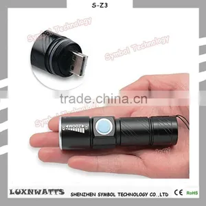 Zoomable 3 Light Mode Portable Rechargeable USB Charging Led Flashlight thumbnail-2
