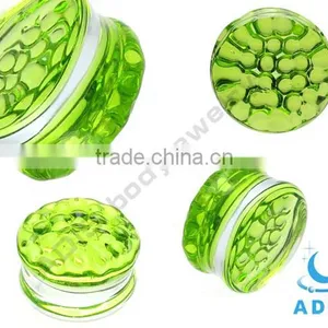 Lines Bottom 10mm Glass Ear Expander Plug Pyrex Glass Earring Jewelry thumbnail-6
