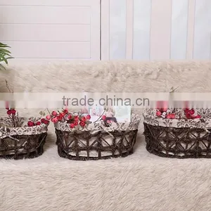 7 Hand Woven - Pastoral Style - Straw - Storage Basket - Storage Basket - Water Basket - Sundry Basket - Woven Baskets thumbnail-1