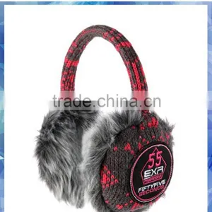 Pink and Grey Fairisle Knitted Foldable Earmuffs With Applique thumbnail-2