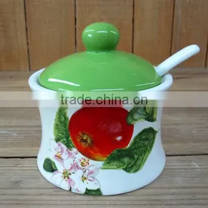 Fresh Decal Ceramic Sugar Canister With Spoon thumbnail-1