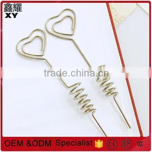 Shenzhen Factory Price Color Long Rod Metal Stick Silver Wire Heart Shape Paper Clips With Spring thumbnail-1