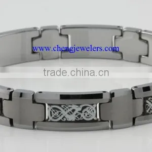 Hot Sale Metal Inlaid Tungsten Bracelet 10.5mm Width Silver Tungsten Magnetic Dragon Bracelets Men thumbnail-1