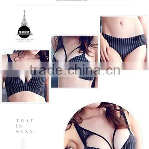 One Piece Seamless Classic Stripe Lace Underwear Lady BRA SET thumbnail-2