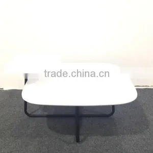 New Arrival Two Layer Square Matt White Painting Side Coffee Table thumbnail-3
