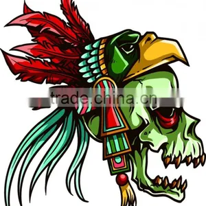 Long Lasting One Week Fashion Full Colors Skull Tribal Indiana Designs Tattoos thumbnail-2