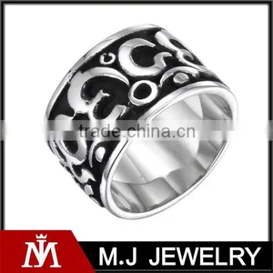 Fashion Tribe Mens Black Silver Stainless Steel Ring MJ Jewelry Hot Selling Rings For Gifts thumbnail-1