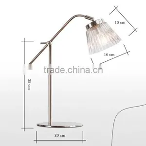 Adjustable Height Table Lamp Satin Nickel Steel With Glass Lampshade Bedroom Study Room Living Room Table Lamp thumbnail-2