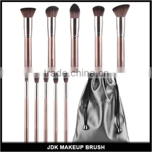 Amazon Hot Selling 9pcs Coffee Color Cosmetic Kabuki Face Eye Brush Set With Drawstring Bag thumbnail-1