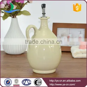 Beige Round Olive Branch Pattern Ceramic Oil and Vinegar Bottles Wholesale thumbnail-3