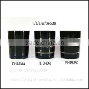 Hotel Best Selling Black Colored Crystal Cut Glass Candle Holder and Container thumbnail-2