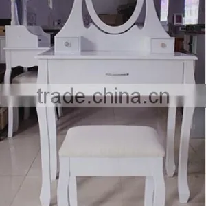 Make Up Table With Bench, Wooden Dressing Table With Mirror and Stool, Bedroom Wooden Furniture thumbnail-1