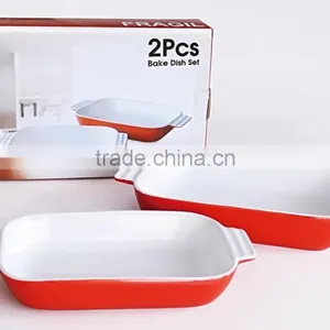 2017 Fashionable Stoneware Promotional 2pcs Cheap Bakeware Dish Set thumbnail-1