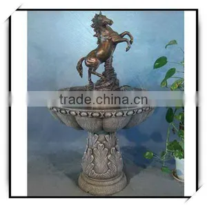 41 Inches Fiberglass Rockery Water Fountains With Horse thumbnail-1