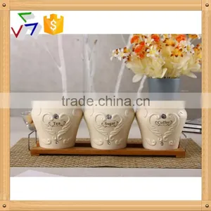 Ceramic Canister Set With Bamboo Stand thumbnail-1