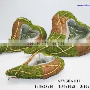 Moss Cemetary Flower Basket With Heart Shaped thumbnail-1