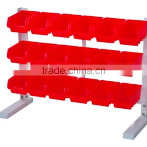 BR-003 18-bin Bulk Bin Storage Rack Wall Mounted Parts Rack Bin Organizer With Tray and Casters Bin Rack Storage thumbnail-1