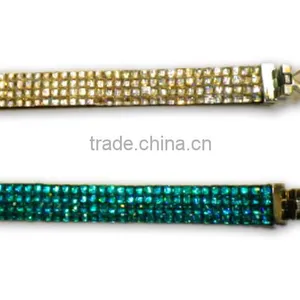 Gem Bracelet With Zinc Alloy Locking Part, Hot Sale Gift Leather With Crystal Gem Decoration thumbnail-6