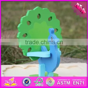 2017 New Product Funny 3d Peacock Children Wooden Puzzle Animals W14G040 thumbnail-6