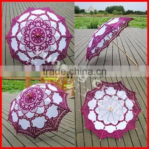 Fuschia Decorative Bella Lace Umbrella For Wedding thumbnail-1