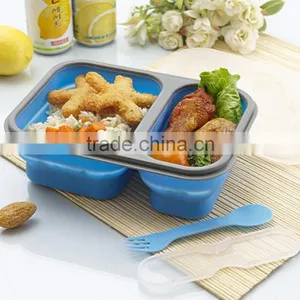 Best Selling Food Grade Various Styles Silicone Foldable Lunch Box for Kids thumbnail-1