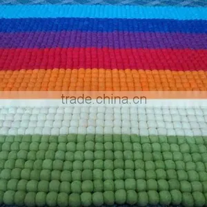 High Quality Nepal Handmade Rainbow Color Rectangular Felt Ball Carpets/Rugs thumbnail-1