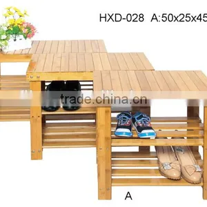 2-tier Shoe Bench Boot Organizing Rack Entryway Storage Shelf 100% Bamboo thumbnail-1