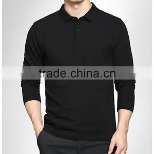 100% Cotton Long Sleeve Mens Slim Fit Printing Embroidery Plain Blank Polo T-shirt thumbnail-2