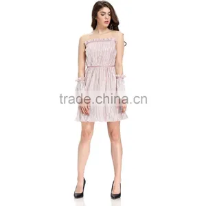 Domin Fashion Bronzing and Press Pleat Fabric Casual Dress thumbnail-5