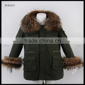 Trade Assurance New Latest Lamb Fur Coat With Raccoon Collar and Sleeves thumbnail-1