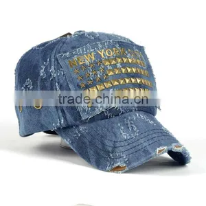 Wash Jean Baseball Cap With Rivet on the Front thumbnail-1