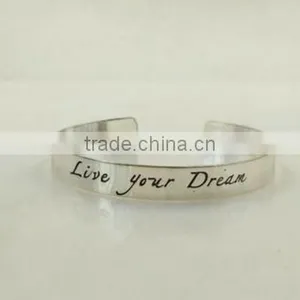 Custom Your Own Logo Wide Bangle Engraved Logo Cuff Bangle for Friendship Gifts thumbnail-4